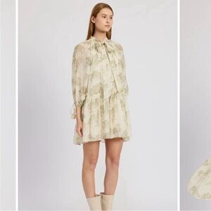 En Saison Leighton Toile Mini Dress Cream & Green Size Large